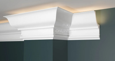 Декоративный плинтус для потолка с подсветкой 120х75 мм Decor-Dizayn DD509 полистирол белый, под покраску 2 м