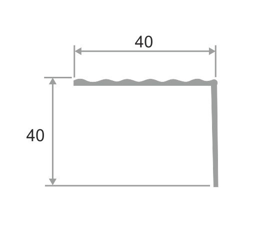 Алюминиевый порог угловой с рифлением 40х40 мм ПО-40х40 серебро матовое 2,7 м