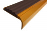 Алюминиевый угловой противоскользящий порог с резиновой вставкой 42х23 мм АУ-42/23-Антик золото-темно-коричневый 2,7 м
