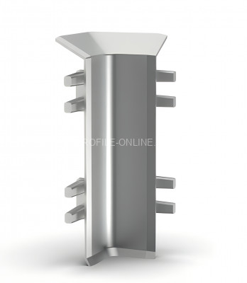 Внутренний уголок для напольного плинтуса 70 мм Диал ДЛ-70ув серебро