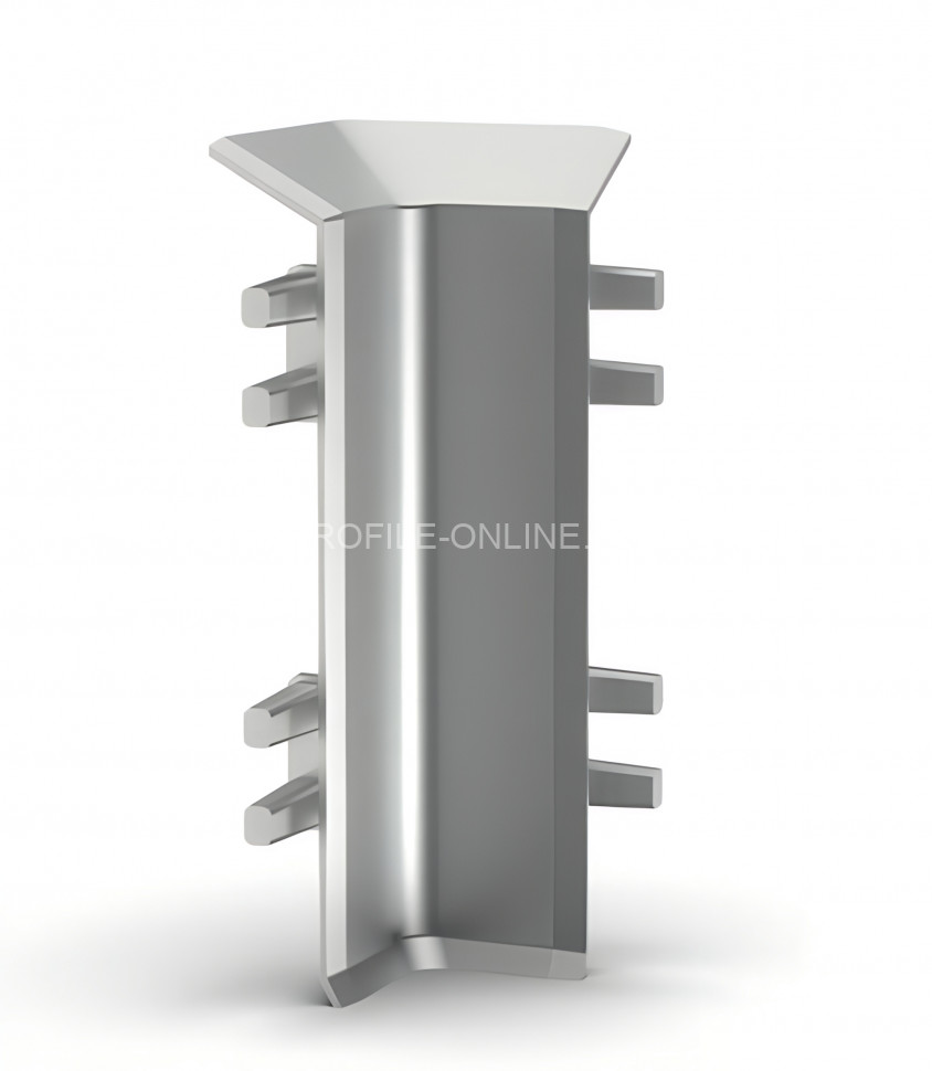 Внутренний уголок для напольного плинтуса 70 мм Диал ДЛ-70ув серебро