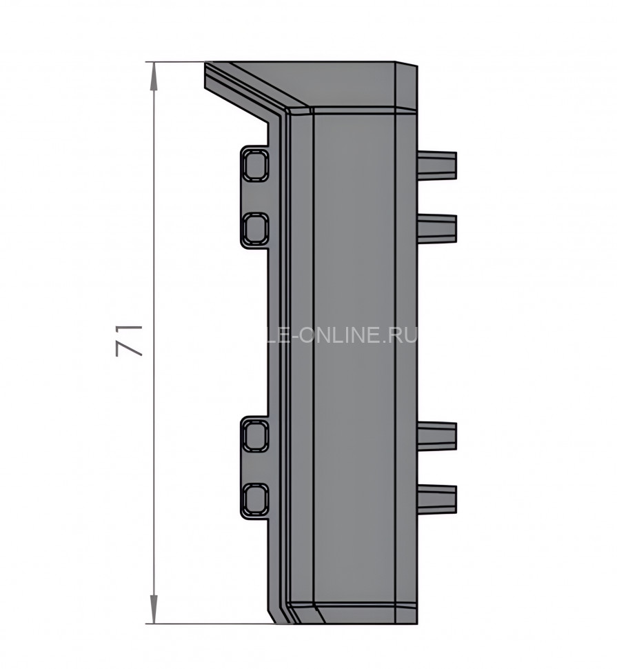Внутренний уголок для напольного плинтуса 70 мм Диал ДЛ-70ув серебро