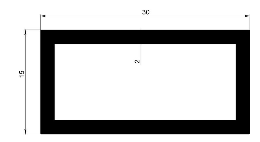 Алюминиевый бокс прямоугольный 15х30х2 мм 3 м