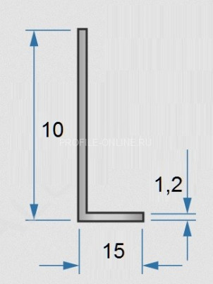 Алюминиевый уголок 10х15х1,2 мм разнополочный 3м
