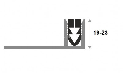 Алюминиевая база для Т-профиля с резиновой вставкой Т/19 0т19 до23 без покрытия 2,7м