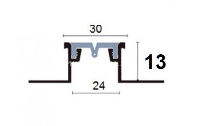 Латунный компенсационный профиль с заменяемой вставкой CBL 130 OF 13х30 без покрытия 2,7м
