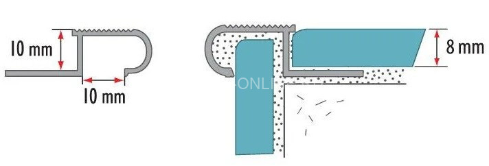 Алюминиевый Z-образный профиль овальный с рифлением 10 мм ZET OWAL PV49-02 серебро матовое 2,7 м