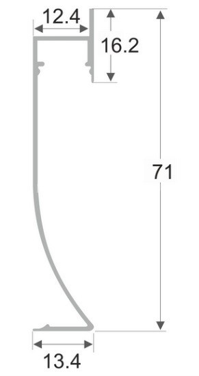 Алюминиевый плинтус светодиодный LED 71 мм ПО-193 без покрытия 2,7 м