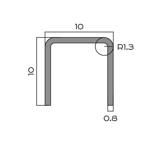 П-образный профиль из нержавеющей стали 10х10х10 мм NEEXY PVS97-13 LH удлиненый браш 2.7 м