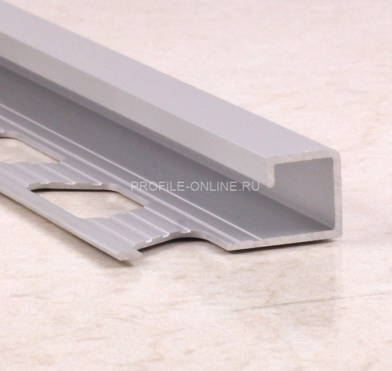 П-профиль окантовочный алюминиевый 10 мм ПО-98 серебро матовое 2,7 м
