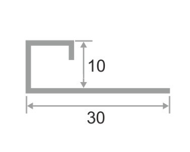 П-профиль окантовочный алюминиевый 10 мм ПО-98 серебро матовое 2,7 м