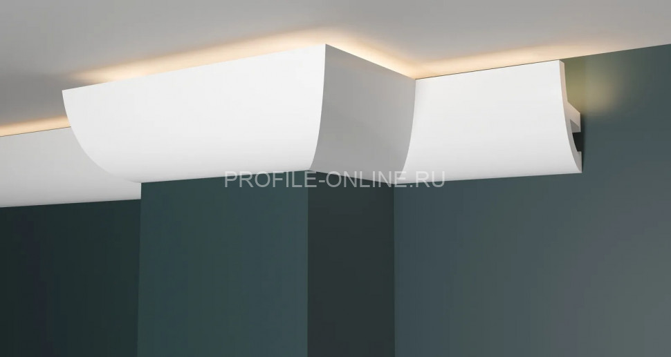 Декоративный плинтус для потолка с подсветкой 80х49 мм Decor-Dizayn DD510 полистирол белый, под покраску 2 м