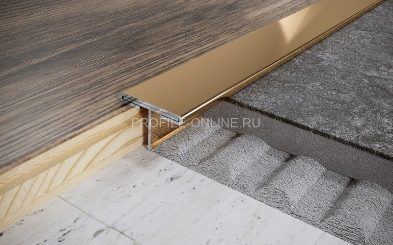 Т-профиль из нержавеющей стали 15 мм FTA 15 GP золото полированное 270 см