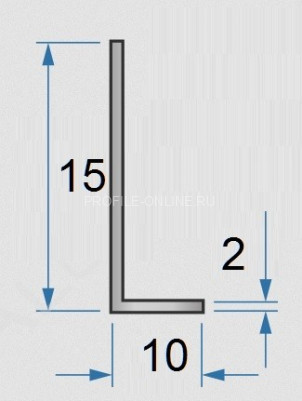 Алюминиевый уголок 10х15х2 мм разнополочный 3м
