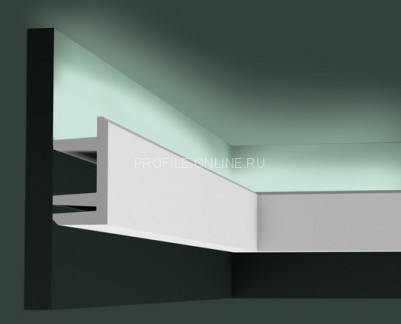 Потолочный плинтус для скрытой подсветки Orac Decor C381 белого цвета из полиуретана 95х50 мм 200 см
