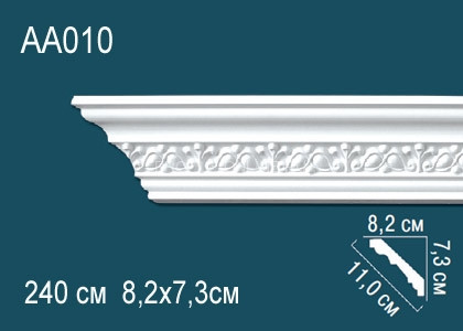 Потолочный плинтус с рисунком Перфект AA010 белый из полиуретана 73х110х82 мм 240 см