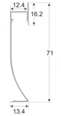 Алюминиевый плинтус светодиодный LED 71 мм ПО-193 серебро матовое 2,7 м