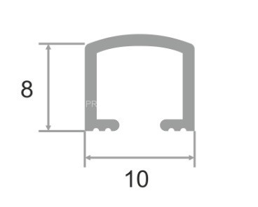 П-образный профиль алюминиевый 8х10 мм П-10 серебро глянец 2,7 м