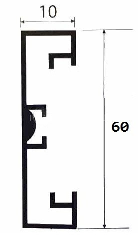 Алюминиевый плинтус с LED подсветкой 60 мм ПТ-61 серебро (профиль+ экран черный) 3 м