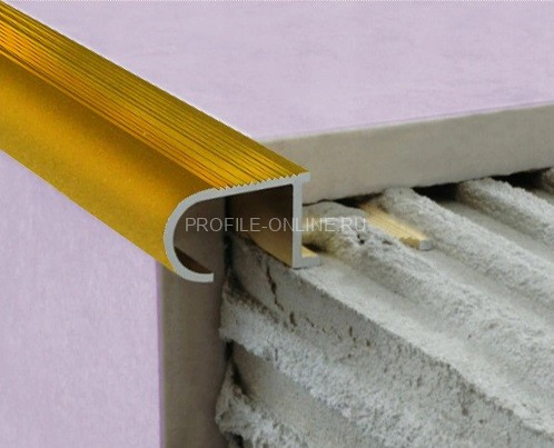 Алюминиевый Z-образный профиль овальный с рифлением 10 мм ZET OWAL PV49-04 золото матовое 2,7 м