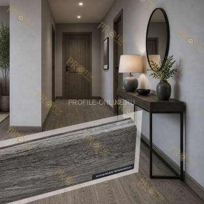 Плинтус ПВХ Comfort Classic 80 напольный Дуб пепельный 401 под дерево