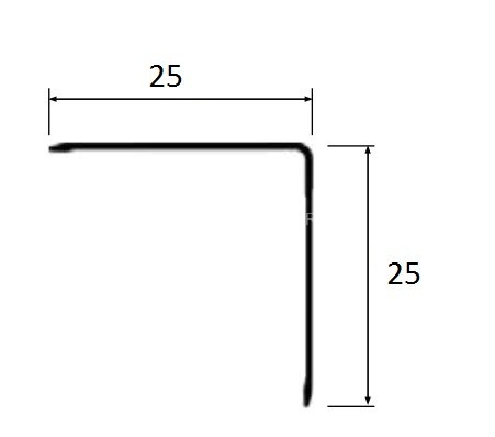 Алюминиевый уголок 25х25 мм PV64-02 серебро матовое 2,7 м