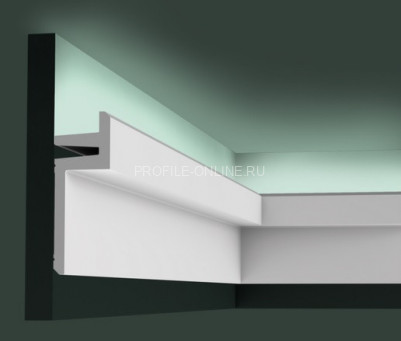 Потолочный плинтус для скрытой подсветки Orac Decor C382 белого цвета из полиуретана 140х50 мм 200 см
