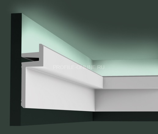 Потолочный плинтус для скрытой подсветки Orac Decor C382 белого цвета из полиуретана 140х50 мм 200 см