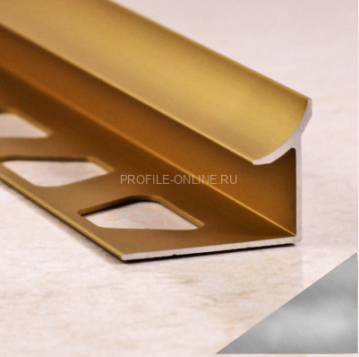 Алюминиевый внутренний уголок для плитки 10 мм ПО-В10 графит глянец 2,7 м