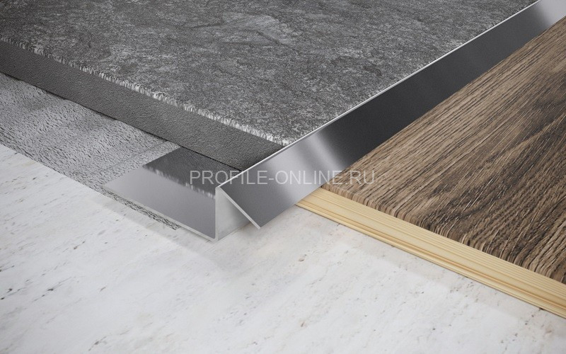 Закладной профиль из нержавеющей стали со скосом для плитки 10 мм FSG 10 P полированная сталь 270 см