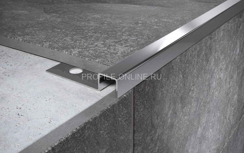 Нержавеющий П-профиль закладной стальной 12х12 мм FPU 12 P полированная сталь 270 см