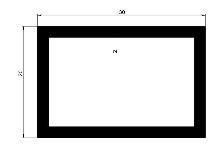 Алюминиевый бокс прямоугольный 20х30х2 мм 3 м