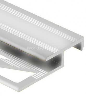 Алюминиевый Т-образный профиль закладной лестничный 20х12 мм PV58-02 серебро матовое 2,7 м
