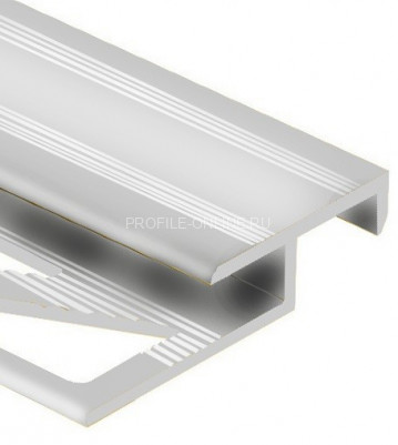 Алюминиевый Т-образный профиль закладной лестничный 20х12 мм PV58-02 серебро матовое 2,7 м