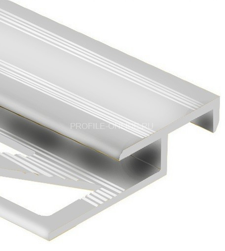 Алюминиевый Т-образный профиль закладной лестничный 20х12 мм PV58-02 серебро матовое 2,7 м