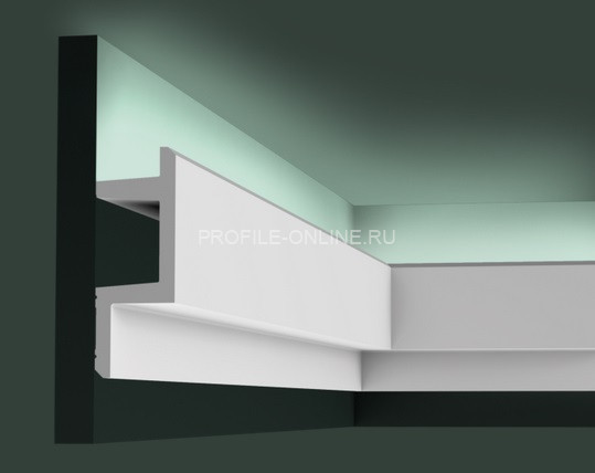 Потолочный плинтус для скрытой подсветки Orac Decor C383 белого цвета из полиуретана 140х50 мм 200 см