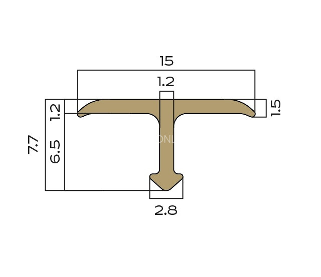 Латунный Т-образный профиль полукруглый 15 мм NEEXY PVL67-03 BAO брашированный 2.7м