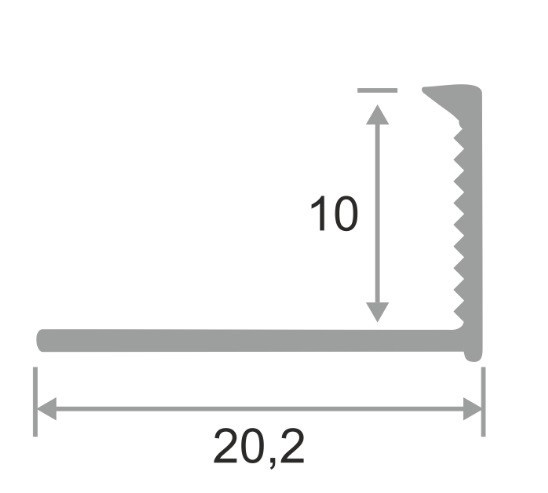 Алюминиевый L-профиль 10 мм ПО-4540 серебро глянец 2,7 м