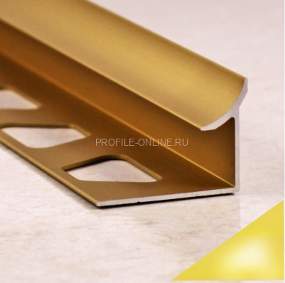Алюминиевый внутренний уголок для плитки 10 мм ПО-В10 золото глянец 2,7 м