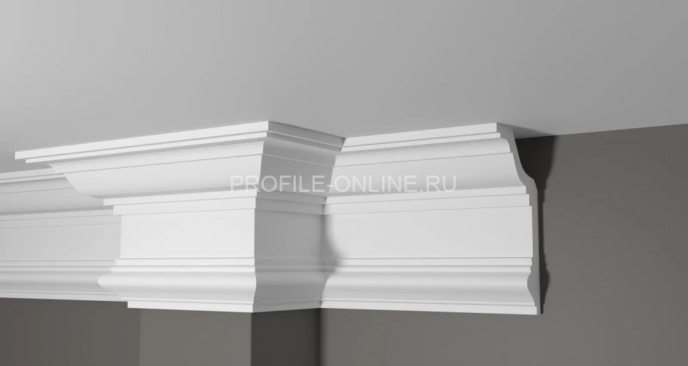 Декоративный плинтус для потолка 192х111 мм Decor-Dizayn DD513 полистирол белый, под покраску 2 м