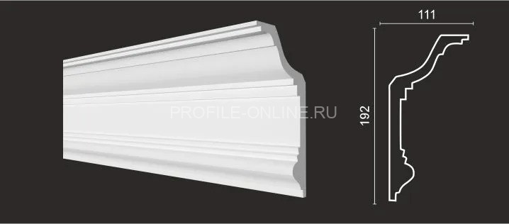 Декоративный плинтус для потолка 192х111 мм Decor-Dizayn DD513 полистирол белый, под покраску 2 м