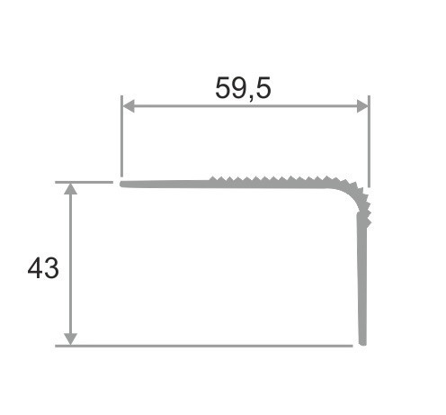 Алюминиевый порог угловой с рифлением 60х40 мм ПО-60х40 золото матовое 2,7 м