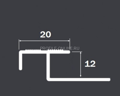 Алюминиевый Т-образный профиль закладной лестничный 20х12 мм PV58-03 серебро блестящее 2,7 м