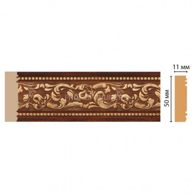 Молдинг Красное дерево с золотом DECOMASTER 156-1084 ДМ (51x11x2400)