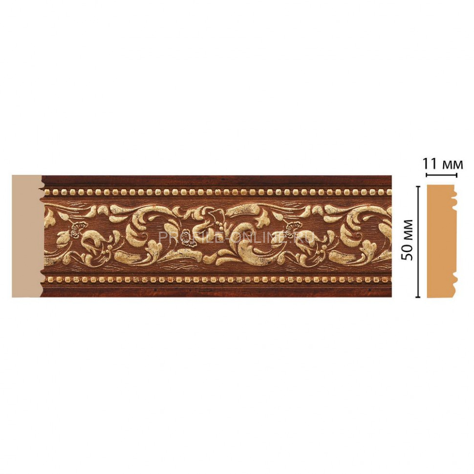 Молдинг Красное дерево с золотом DECOMASTER 156-1084 ДМ (51x11x2400)