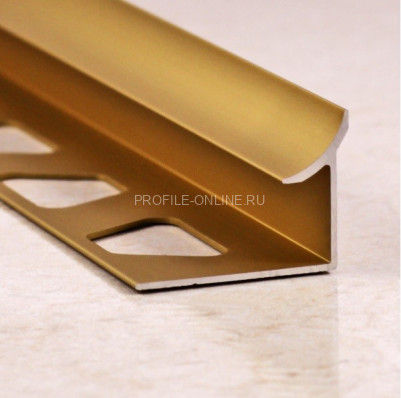 Алюминиевый внутренний уголок для плитки 10 мм ПО-В10 золото матовое 2,7 м