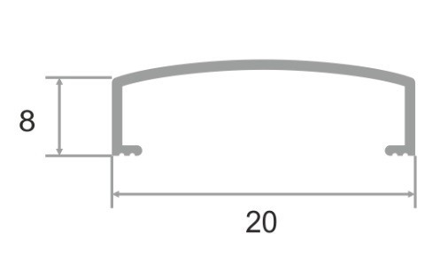 П-образный профиль алюминиевый 8х20 мм П-20 серебро матовое 2,7 м