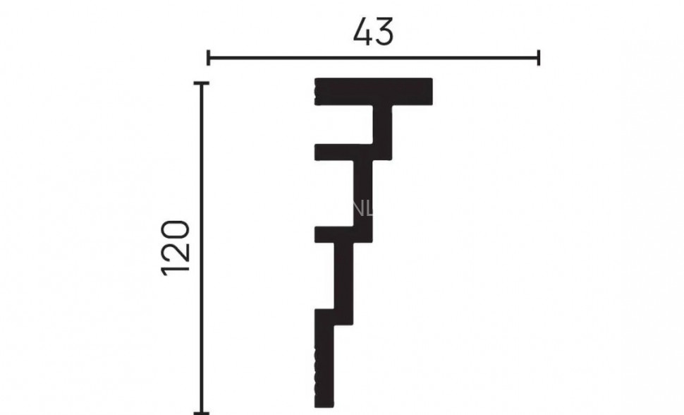 Декоративный плинтус для потолка 120х43 мм Decor-Dizayn DD514 полистирол белый, под покраску 2 м