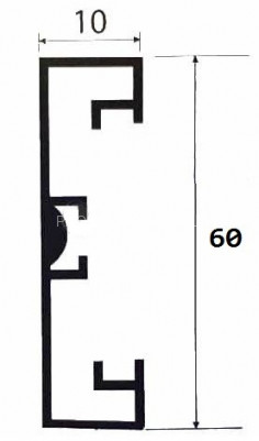 Алюминиевый плинтус с LED подсветкой 60 мм ПТ-61 черный (профиль+ экран молочный) 3 м