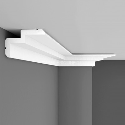 Декоративный плинтус потолочный гладкий Decomaster D390 Дюропрофиль 61х101х2000 мм белый под покраску